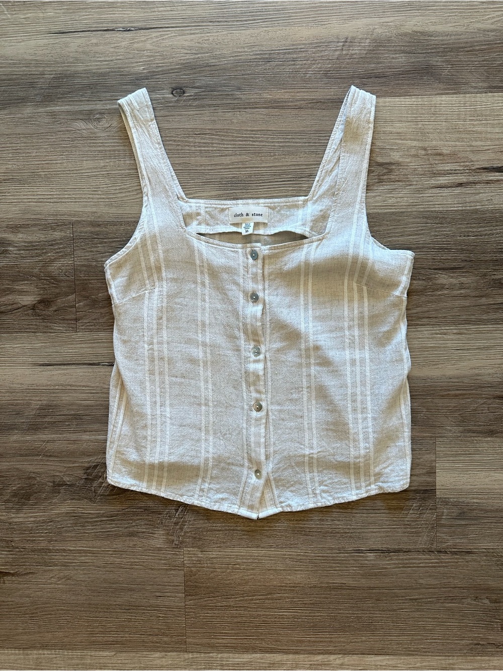 cloth & stone Ivory Stripe Square neck tank